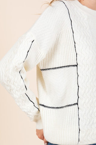 GeeGee Cable Knit Long-Sleeve Sweater