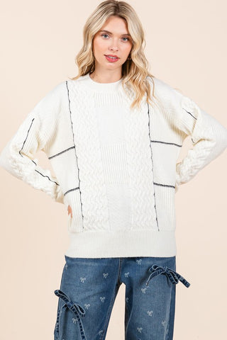 GeeGee Cable Knit Long-Sleeve Sweater