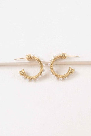 Lovoda Studded Pearl Hoop Earrings