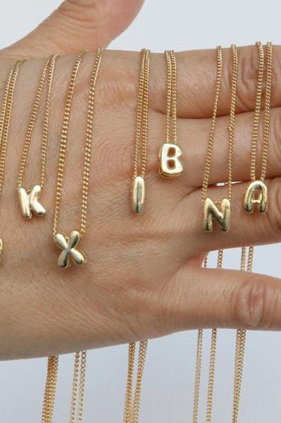 Mini Bubble Initial Letter Personalized Necklace