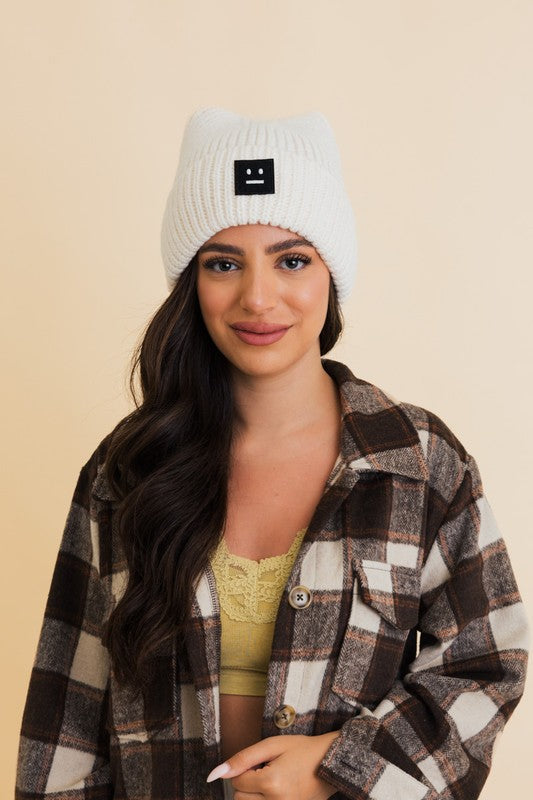 Chill Vibes Soft Ribbed Squared Face Beanie