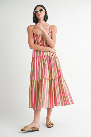 Emory Park Maxi Flare Stripe Dress with Square Neckline