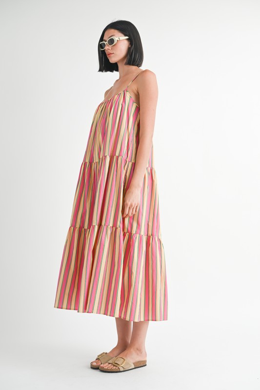 Emory Park Maxi Flare Stripe Dress with Square Neckline