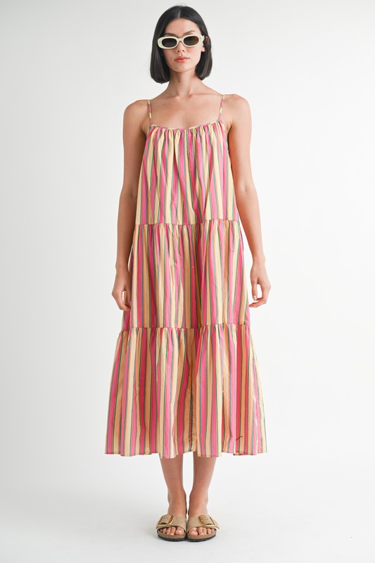 Emory Park Maxi Flare Stripe Dress with Square Neckline