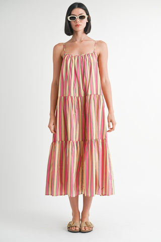 Emory Park Maxi Flare Stripe Dress with Square Neckline