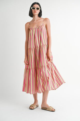 Emory Park Maxi Flare Stripe Dress with Square Neckline