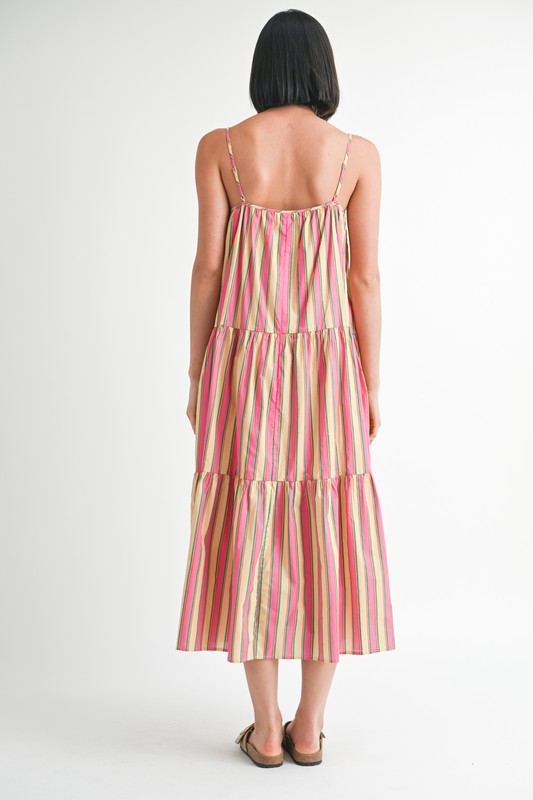 Emory Park Maxi Flare Stripe Dress with Square Neckline