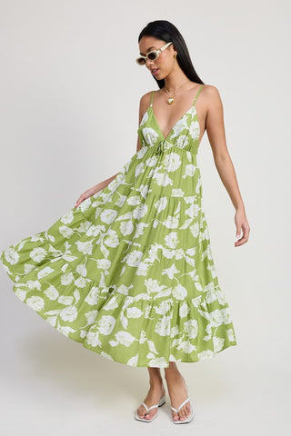 Emory Park Floral Maxi Dress with Spaghetti Straps & Flared Skirt