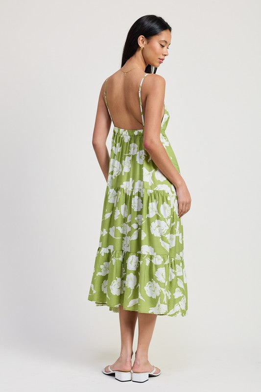 Emory Park Floral Maxi Dress with Spaghetti Straps & Flared Skirt