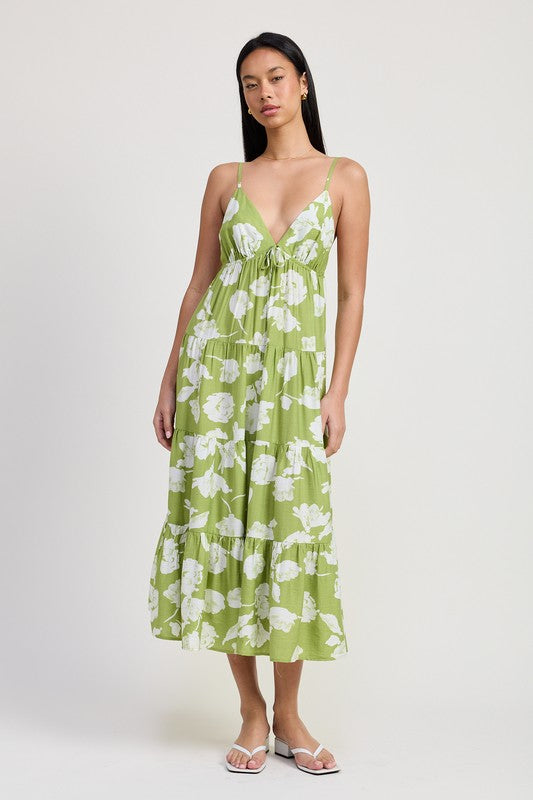 Emory Park Floral Maxi Dress with Spaghetti Straps & Flared Skirt