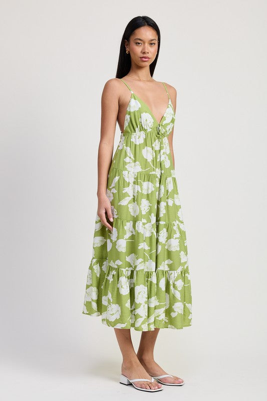 Emory Park Floral Maxi Dress with Spaghetti Straps & Flared Skirt