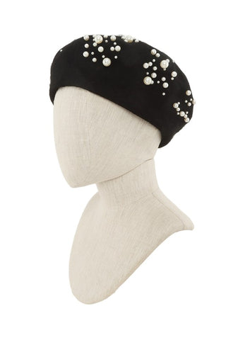 Pearl Charm Solid Wool Beret