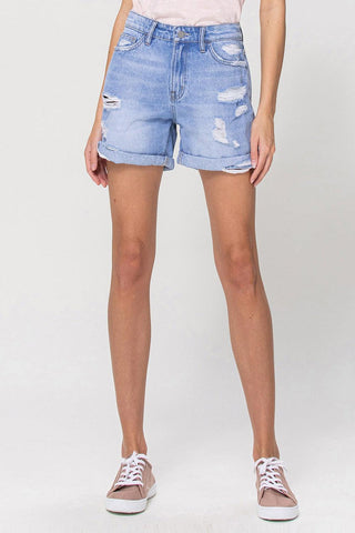 VERVET by Flying Monkey Distressed Boyfriend Shorts W/ Cuffs - SwagglyLife Home & Fashion