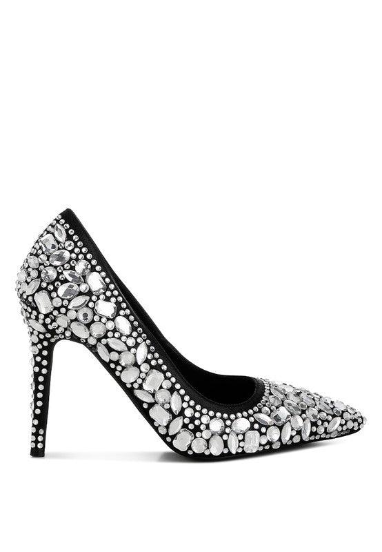 London Rag Iceout Diamante & Rhinestone Embellishments Pumps