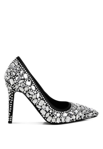 London Rag Iceout Diamante & Rhinestone Embellishments Pumps