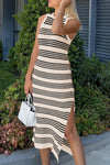 Going Places Striped Round Neck Sleeveless Midi Dress - SwagglyLife Home & Fashion