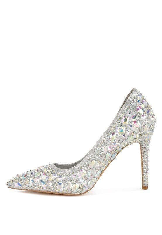 London Rag Iceout Diamante & Rhinestone Embellishments Pumps