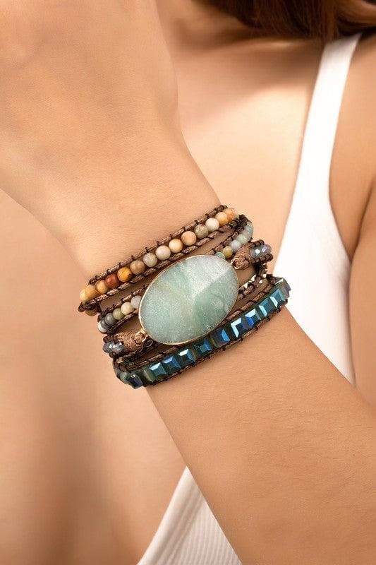 34 inch 5 Wraps Natural Stone Boho Bracelet, 4 Colors - SwagglyLife Home & Fashion