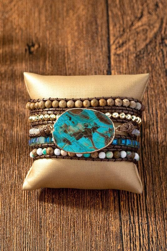 34 inch 5 Wraps Natural Stone Boho Bracelet, 4 Colors - SwagglyLife Home & Fashion