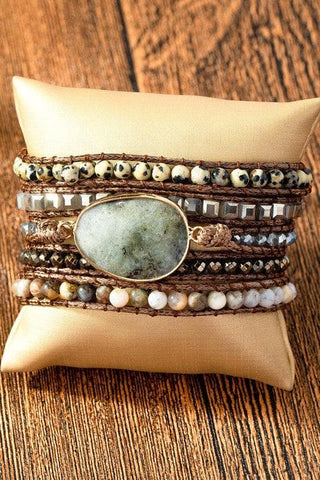 34 inch 5 Wraps Natural Stone Boho Bracelet, 4 Colors - SwagglyLife Home & Fashion