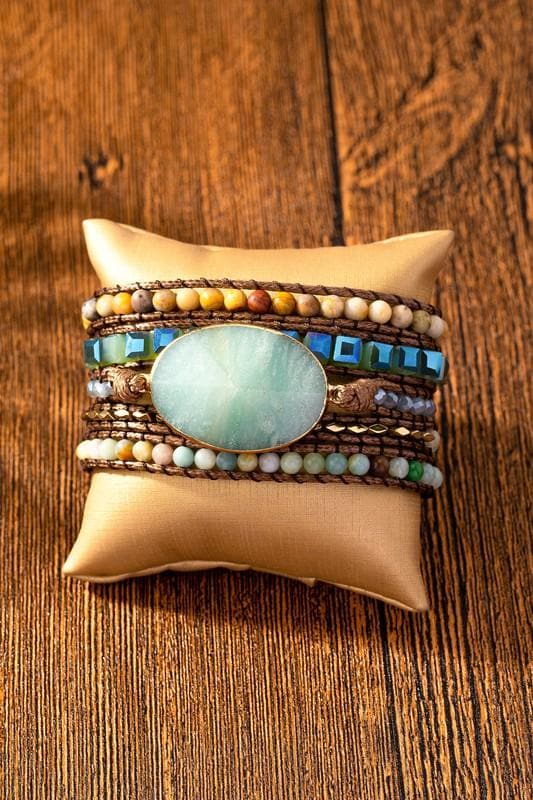 34 inch 5 Wraps Natural Stone Boho Bracelet, 4 Colors - SwagglyLife Home & Fashion