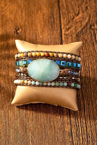 34 inch 5 Wraps Natural Stone Boho Bracelet, 4 Colors - SwagglyLife Home & Fashion