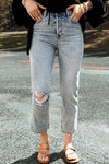 Distressed Straight Jeans with Pockets - SwagglyLife Home & Fashion