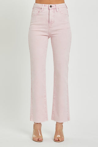 RISEN Pink Full Size High Rise Tummy Control Straight Jeans