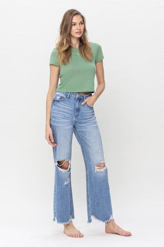 VERVET by Flying Monkey 90's Vintage Super High Rise Flare Jeans - SwagglyLife Home & Fashion