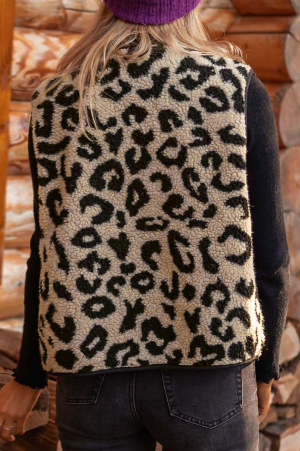 Leona Leopard Button Up Vest Coat