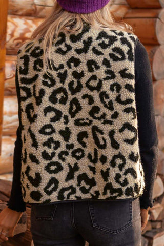 Leona Leopard Button Up Vest Coat