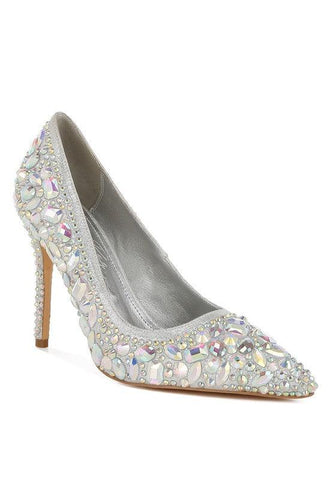 London Rag Iceout Diamante & Rhinestone Embellishments Pumps