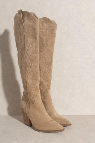 Oasis Society Bronco-Knee High Embroidered Cowboy Boot