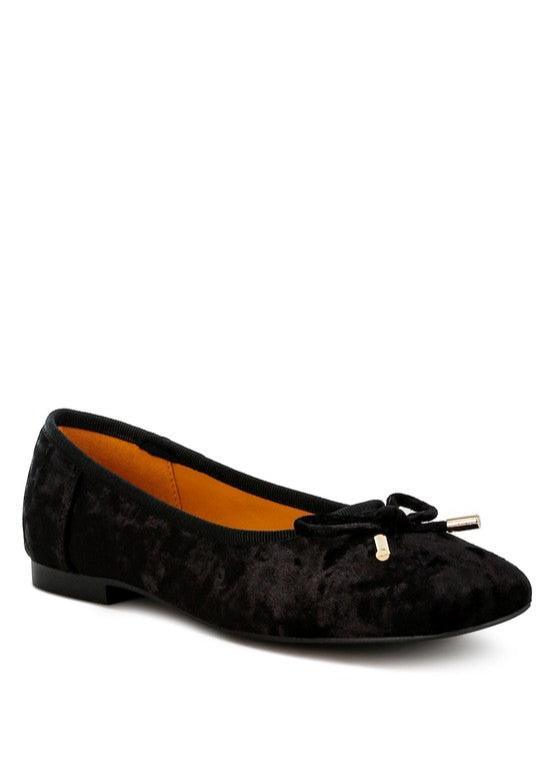 Rag & Co Buckrose Velvet Bow Ballerinas