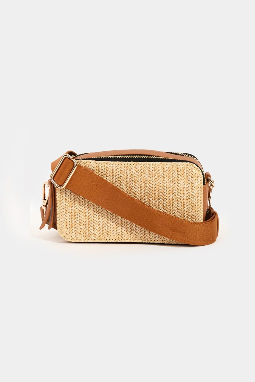Fame Straw Contrast Crossbody Bag - SwagglyLife Home & Fashion