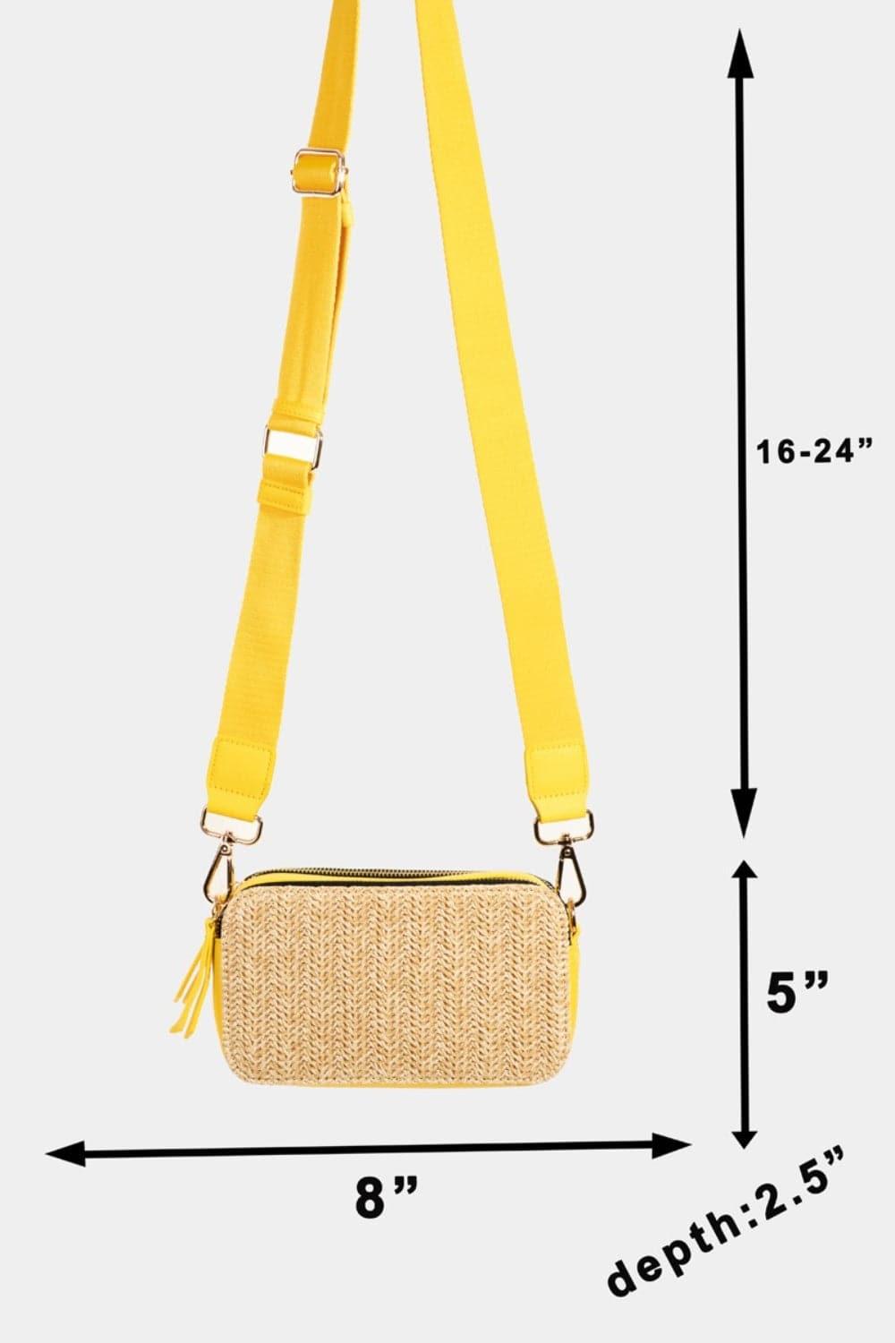 Fame Straw Contrast Crossbody Bag - SwagglyLife Home & Fashion