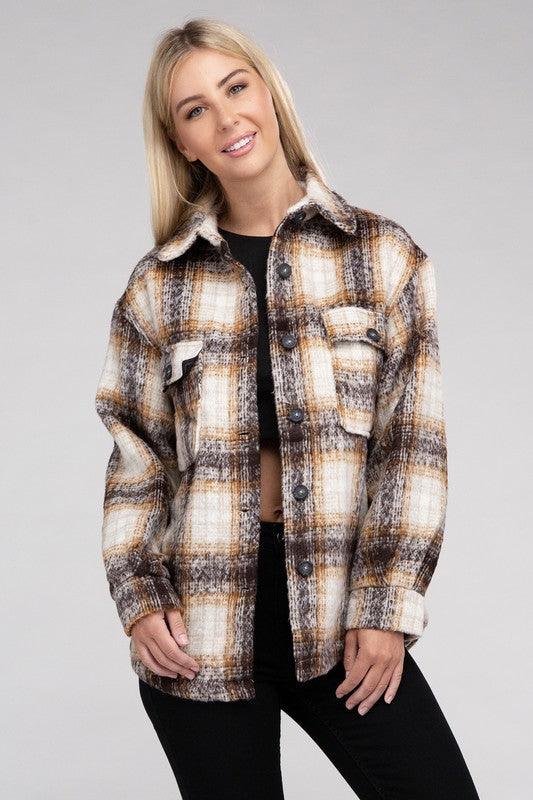 Ambiance Apparel Cozy Plaid Flannel Shacket