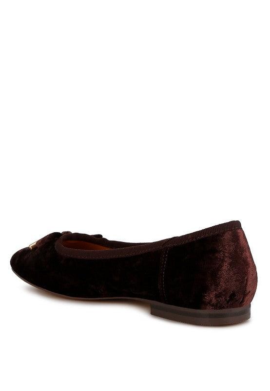 Rag & Co Buckrose Velvet Bow Ballerinas