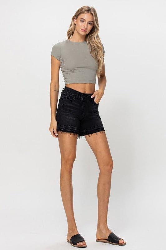 VERVET by Flying Monkey High Rise Criss Cross Stretch Shorts - SwagglyLife Home & Fashion