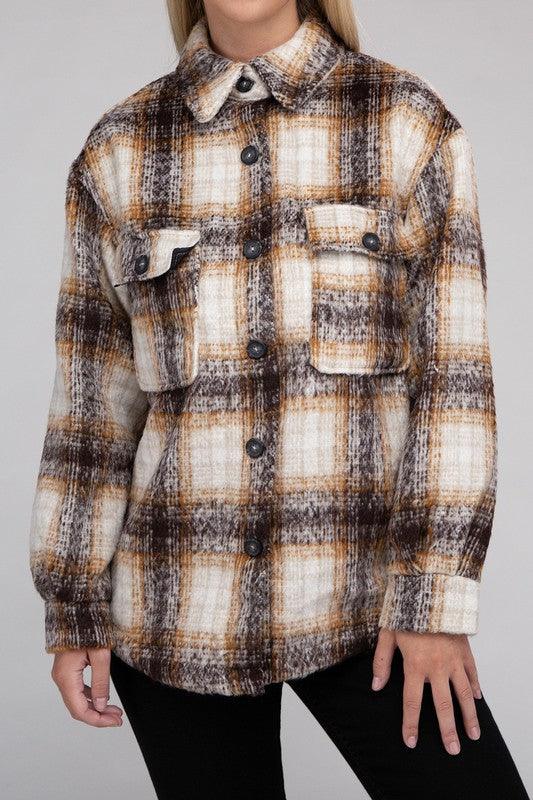 Ambiance Apparel Cozy Plaid Flannel Shacket