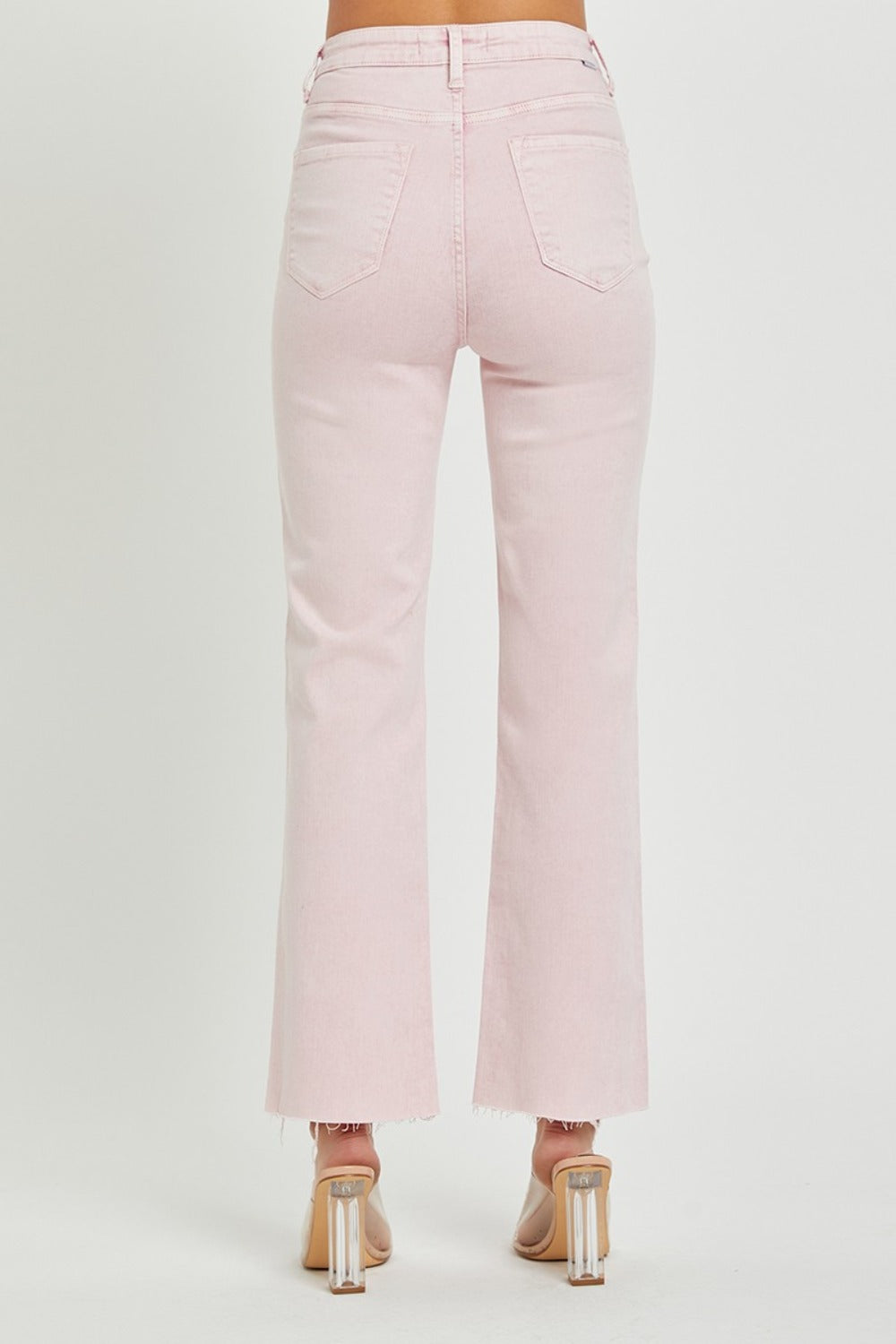 RISEN Pink Full Size High Rise Tummy Control Straight Jeans