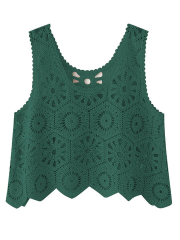 Karla Openwork Round Neck Knit Vest