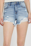 RISEN High Rise Distressed Denim Shorts - SwagglyLife Home & Fashion