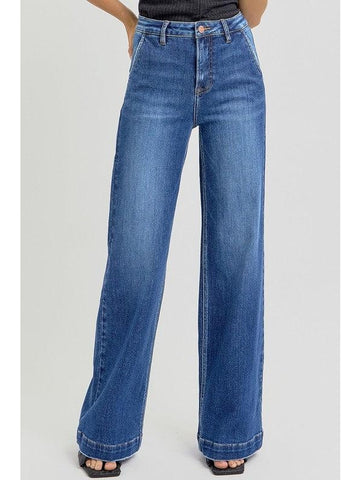 RISEN Full Size High Rise Wide Leg Jeans with Slanted Pockets