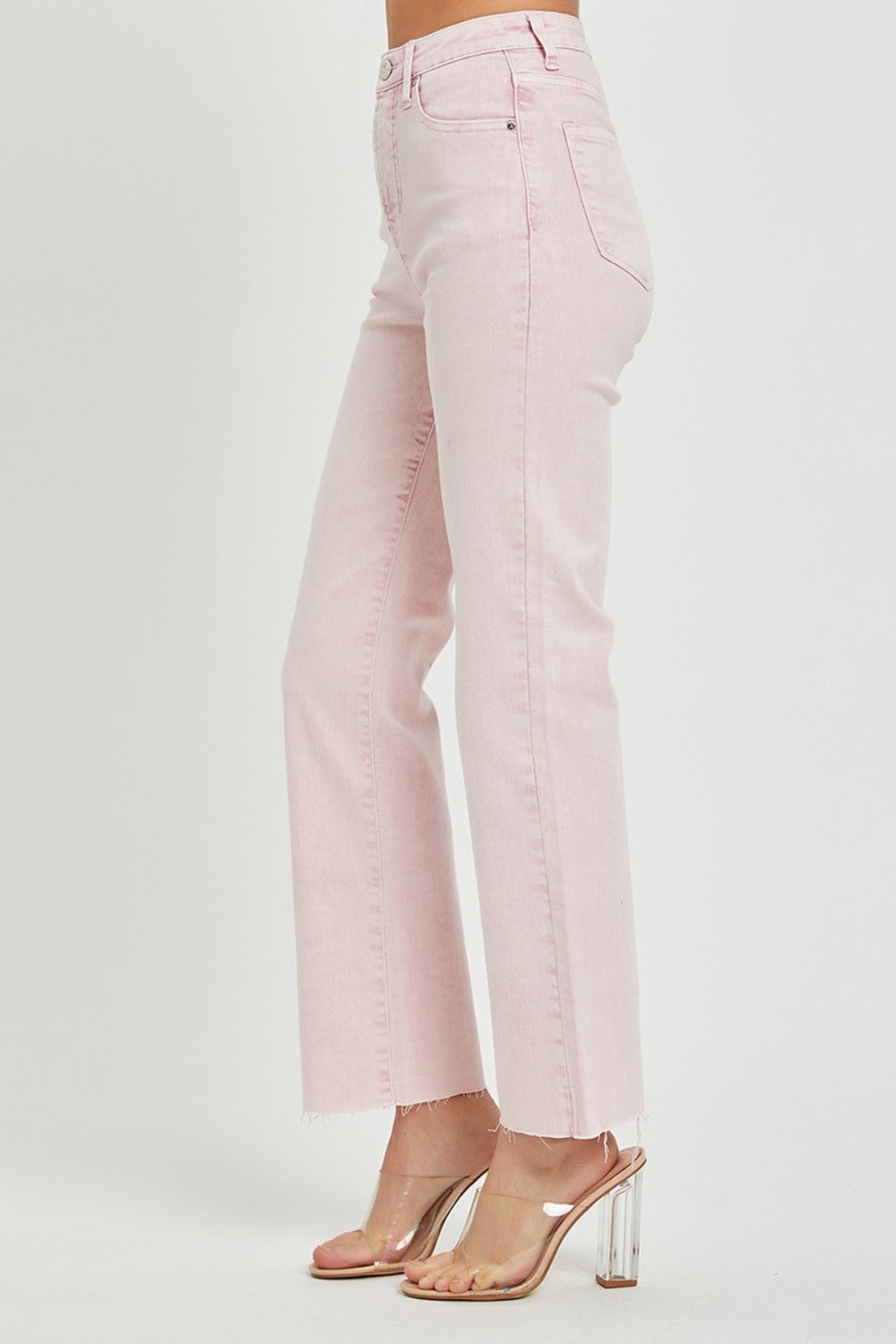 RISEN Pink Full Size High Rise Tummy Control Straight Jeans