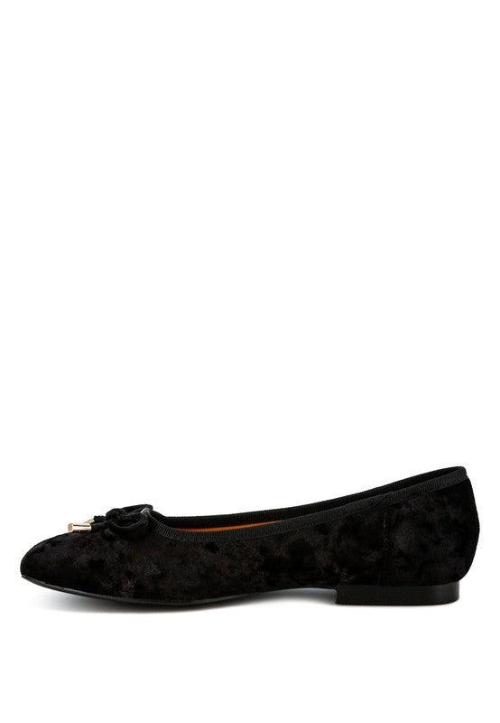 Rag & Co Buckrose Velvet Bow Ballerinas