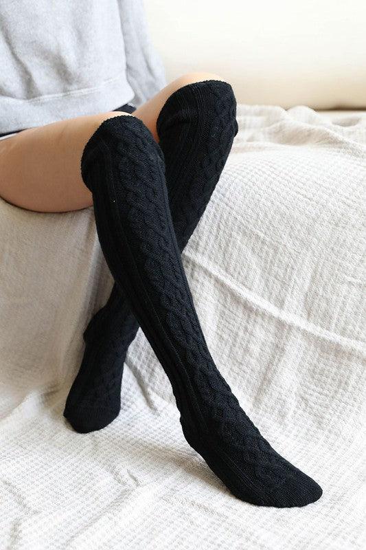 Leto Knee High Cable Knit Socks