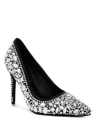 London Rag Iceout Diamante & Rhinestone Embellishments Pumps