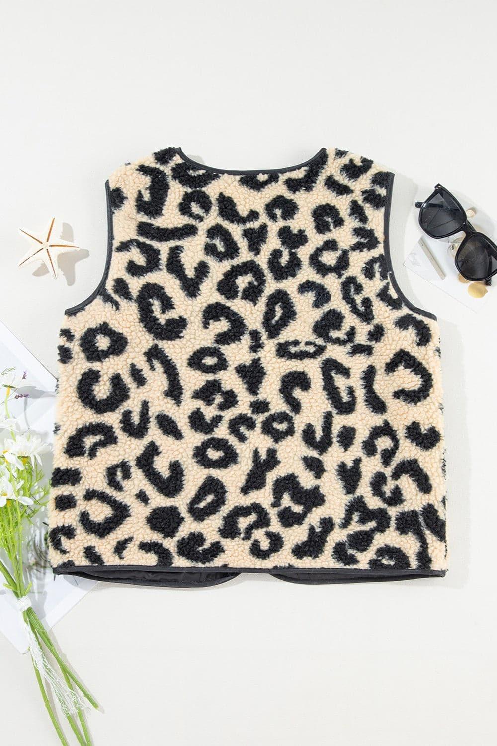 Leona Leopard Button Up Vest Coat