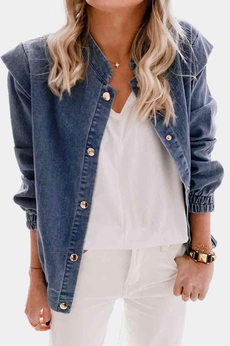 Andrea Shoulder Detail Denim Button Down Shirt